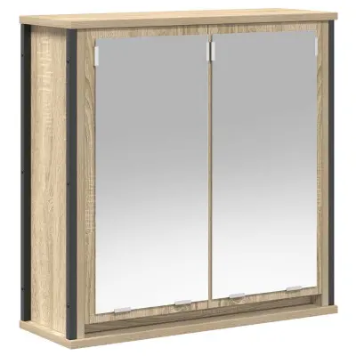 vidaXL Kopalniška stenska omarica z ogledalom sonoma hrast 60x21x60 cm