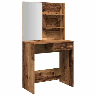 vidaXL toaletna mizica z ogledalom iz starega lesa 74,5x40x141 cm
