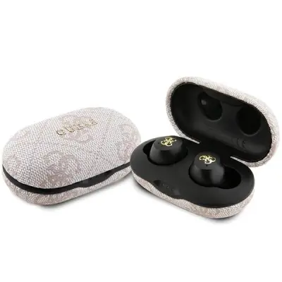 BLUETOOTH TWS GUESS 4G KOVINSKE SLUŠALKE Z ENC DOCKING STATION ROZA