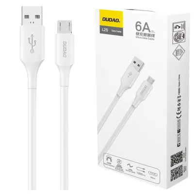 DUDAO USB-A / MIKRO USB KABEL 6A 1,2M BEL ZA POLNJENJE IN PRENOS PODATKOV