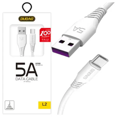 DUDAO USB / USB TIP C KABEL 5A 2M BEL POLNILNI KABEL