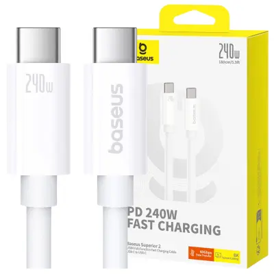 Baseus Superior Kabel 240W USB-C/USB-C USB4 1.8m - Bela