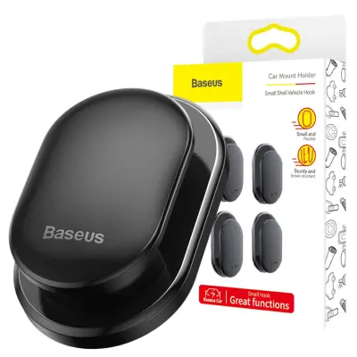 Komplet stenskih obešalnikov Baseus Small Shell za avto, dom, garažo - 4 kosa, črna