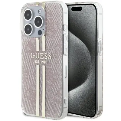 OVITEK GUESS IML 4G GOLD STRIPE CASE ZA IPHONE 14 PRO MAX ROZA