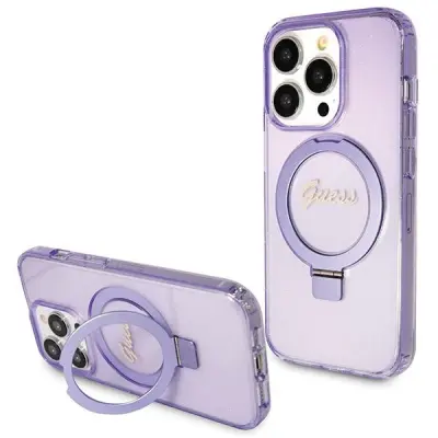 GUESS RING STAND SCRIP GLITTER CASE ZA MAGSAFE ZA IPHONE 13 PRO 13