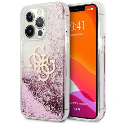 GUESS HARDCASE OVITEK ZA IPHONE 13 PRO MAX 6.7 4G ROZA TEKOČA BLEŠČICA