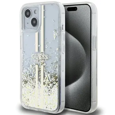 GUESS OVITEK LIQUID GLITTER GOLD STRIPES ZA IPHONE 15 PLUS 14 PLUS