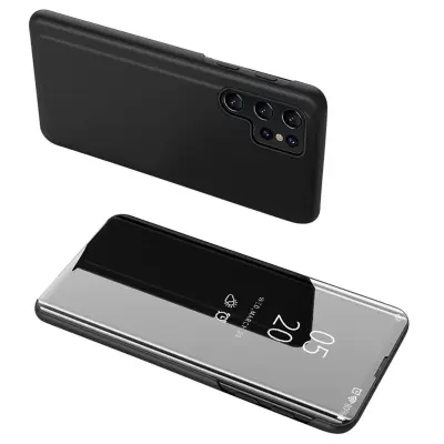 CLEAR VIEW CASE OVITEK ZA SAMSUNG GALAXY A05S S PREKLOPNIM POKROVOM, ČRN