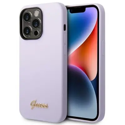GUESS SILICONE VINTAGE GOLD LOGO OVITEK ZA IPHONE 14 PRO - VIJOLIČEN