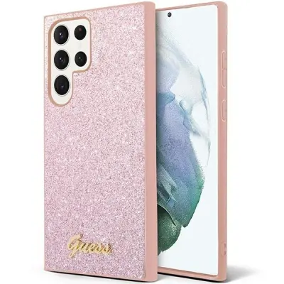 GUESS OVITEK GLITTER SCRIPT ZA SAMSUNG GALAXY S24 ULTRA CASE ROZA