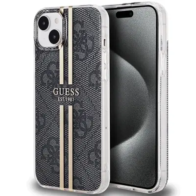 GUESS IML 4G OVITEK GOLD STRIPE ZA IPHONE 15 PLUS / 14 PLUS - ČRN