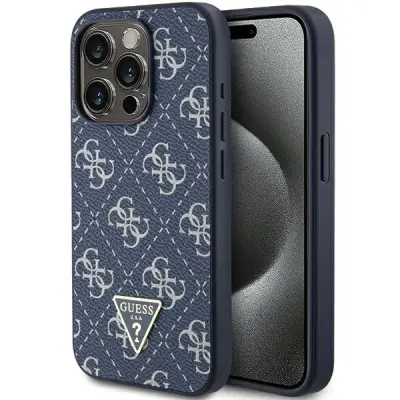 GUESS 4G TRIKOTNI KOVINSKI LOGO OVITEK ZA IPHONE 15 PRO MODER