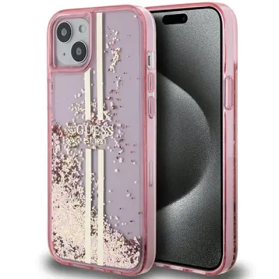 OVITEK Z BLEŠČICAMI GUESS LIQUID ZA IPHONE 15 PLUS 14 PLUS ROZA