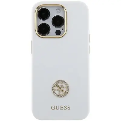 SILIKONSKI OVITEK GUESS LOGO STRASS 4G ZA IPHONE 15 BEL