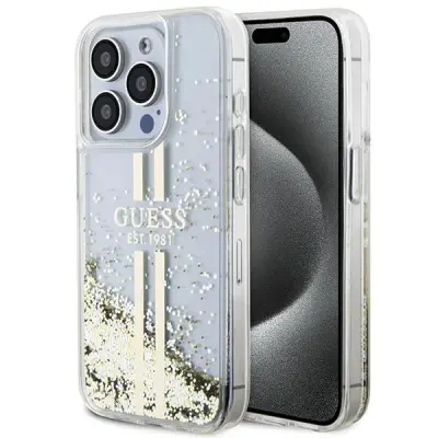 OVITEK GUESS LIQUID GLITTER GOLD STRIPES ZA IPHONE 15 PRO OVITEK