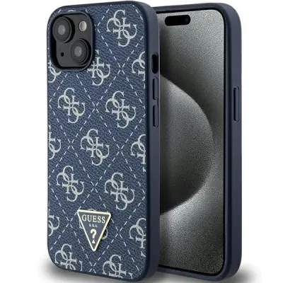 OVITEK GUESS CASE 4G TRIKOTNIK KOVINSKI LOGO OVITEK ZA IPHONE 15 PLUS 14 PLUS