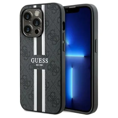 OVITEK GUESS 4G PRINTED STRIPES MAGSAFE ZA IPHONE 15 PRO ČRN OVITEK
