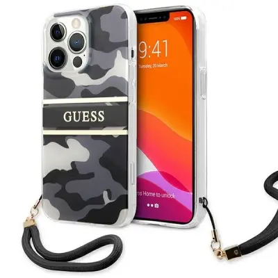 GUESS HARDCASE CAMO STRAP COLLECTION ZA IPHONE 13 PRO 6.1 ČRN OVITEK