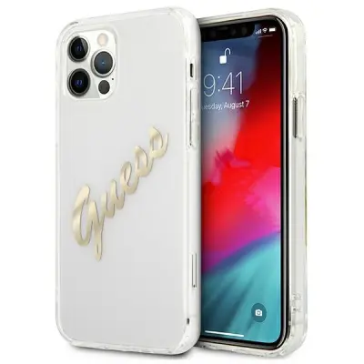 OVITEK GUESS HARDCASE ZA IPHONE 12 PRO MAX 6.7 PROZOREN ZLAT