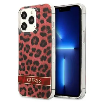 GUESS HARDCASE OVITEK ZA IPHONE 13 PRO / 13 6.1 INCH LEOPARD RDEČ