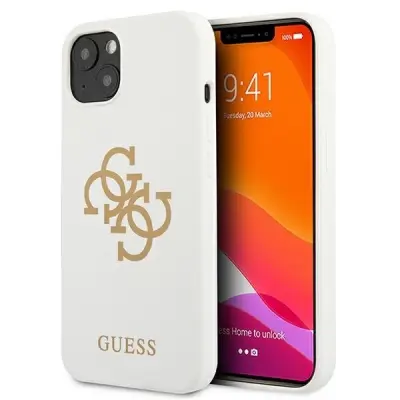 GUESS OVITEK TRDI SILIKONSKI ZA IPHONE 13 MINI 5.4 WHITE WHITE 4G LOGO