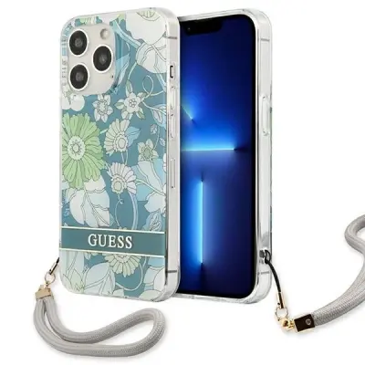 OVITEK GUESS HARDCASE ZA IPHONE 13 PRO MAX 6.7 ZELEN/ZELEN S CVETIČNIM TRAKOM