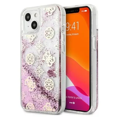 GUESS HARDCASE OVITEK IPHONE 13 MINI 5.4 ROZA PONY TEKOČE BLEŠČICE