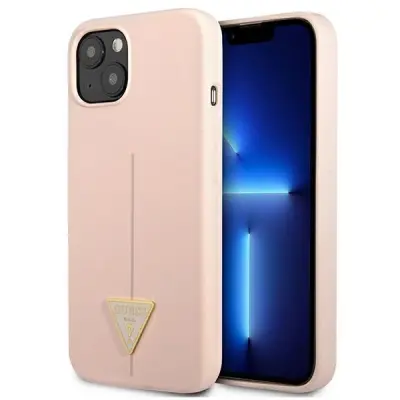 SILIKONSKI OVITEK TRIKOTNIK GUESS HARDCASE ZA IPHONE 13 6.1 ROZA