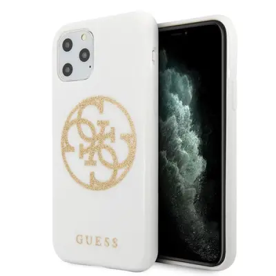 GUESS TRDI OVITEK BLEŠČICE 4G LOGO KROGA ZA IPHONE 11 PRO MAX BEL