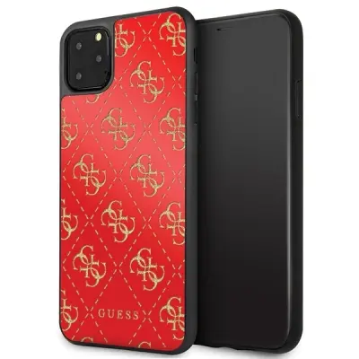 GUESS OVITEK TRDI ZA IPHONE 11 PRO MAX RDEČ DVOSLOJNI Z BLEŠČICAMI