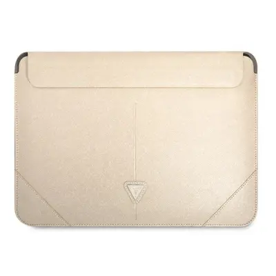 GUESS SLEEE CASE 16 BEŽ OVITEK ZA PRENOSNIK SAFFIANO TRIKOTNI LOGO