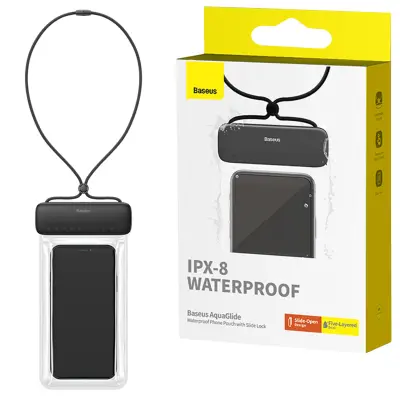 Vodoodporno Ohišje Baseus AquaGlide BS-PC029 IPX8 s sistemom Slide Lock - Črna