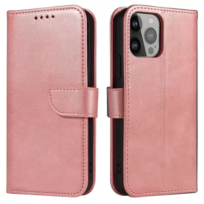 OVITEK MAGNET S PREKLOPOM IN STOJALOM ZA IPHONE 13 PRO MAX ROZA