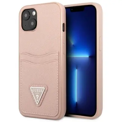 GUESS HARDCASE ZA IPHONE 13 6.1 ROZA SAFFIANO LOGO CARDSLOT