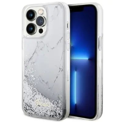 GUESS OVITEK MARMOR LIQUID GLITTER ZA IPHONE 14 PRO MAX 6.7 BEL