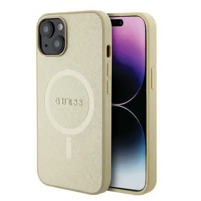 GUESS HARDCASE IPHONE 15 PLUS 6.7 ZLAT OVITEK ZA MAGSAFE SAFFIANO