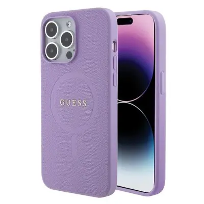 GUESS SAFFIANO OVITEK MAGSAFE ZA IPHONE 15 PRO OVITEK VIJOLIČEN