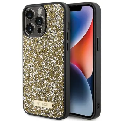 GUESS RHINESTONE METAL LOGO OVITEK ZA IPHONE 15 PRO RUMEN OVITEK