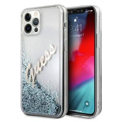 GUESS GUHCP12LGLVSBL IPHONE 12 PRO MAX 6,7 NIEBIESKI/BLUE HARDCASE GLITTER VINTAGE SCRIPT