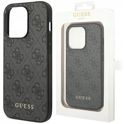 OVITEK GUESS CASE Z LOGO ZA IPHONE 14 SIVA