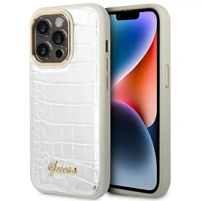 GUESS HARDCASE CROCO COLLECTION SILVER CASE ZA IPHONE 14 PRO 6.1