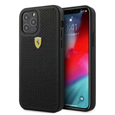 OVITEK FERRARI HARDCASE ZA IPHONE 12 PRO MAX 6.7 ON TRACK PERFORIRAN ČRN