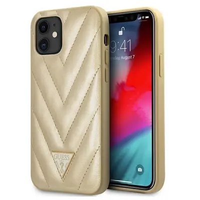 GUESS HARDCASE IPHONE 12 MINI 5.4 ETUI ZLAT V-PREŠIT