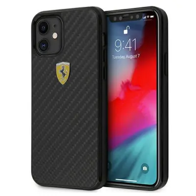 FERRARI HARDCASE OVITEK ZA IPHONE 12 MINI 5.4 ČRNO REAL CARBON