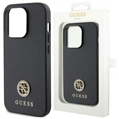 GUESS HARDCASE IPHONE 15 PLUS 6.7 ČRN OVITEK OVITEK STRAT KOVINSKI LOGO