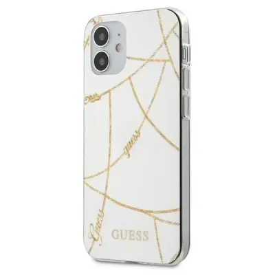 GUESS HARDCASE ZA IPHONE 12 MINI 5.4 BELA ETUI ZLATA VERIŽICA