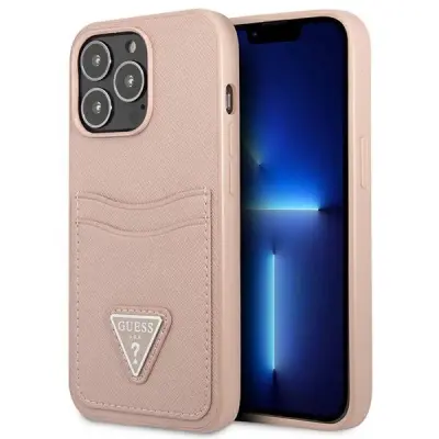 GUESS HARDCASE SAFIANO OVITEK ZA IPHONE 13 PRO 6.1 ROZA Z LOGOTIPOM