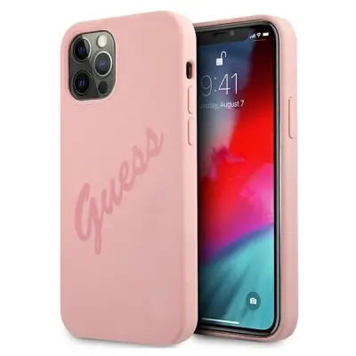 OVITEK GUESS HARDCASE SCRIP VINTAGE ZA IPHONE 12 PRO MAX 6.7 ROZA