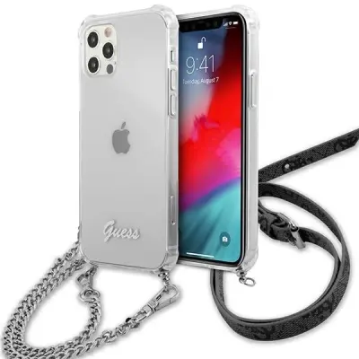 GUESS GUHCP12LKC4GSSI IPHONE 12 PRO MAX 6,7 TRANSPARENT HARDCASE 4G SILVER CHAIN