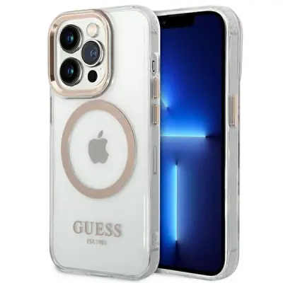 OVITEK GUESS HARD ZA IPHONE 14 PRO MAX 6.7 GOLD METAL ZA MAGSAFE